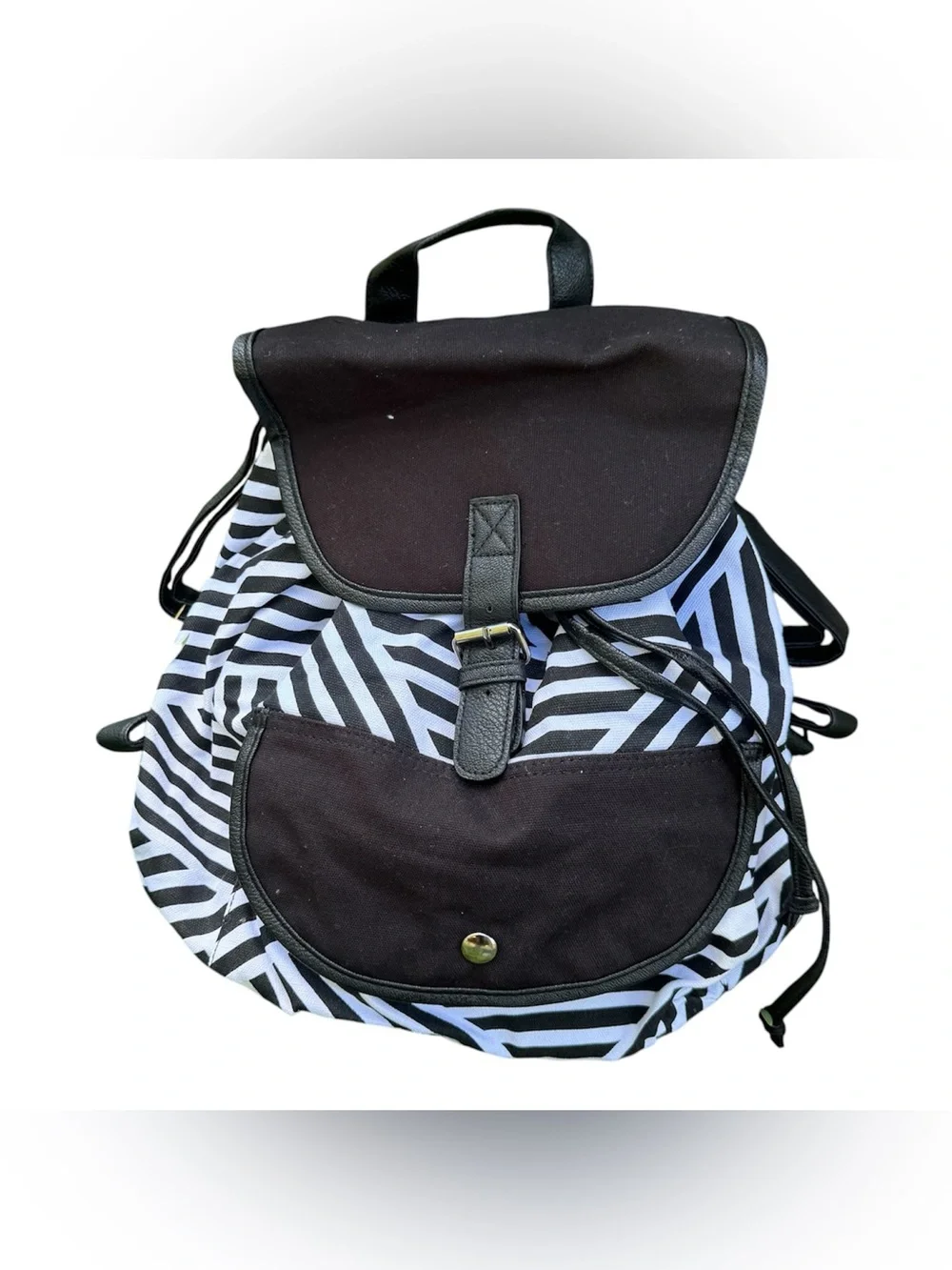 Brooklyn Bound NEW White Black Slouchy Buckle Casual Emo Boho Y2K Backpack
